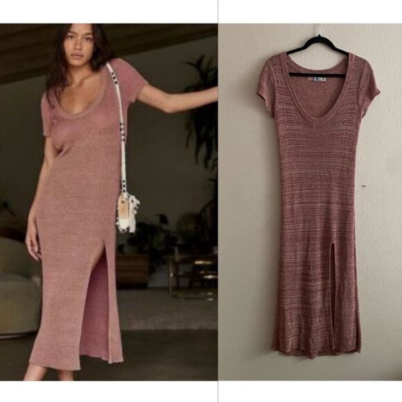 Free people FP Beach One Love Slouchy Midi Sweater Dress red/pink - Picture 1 of 10
